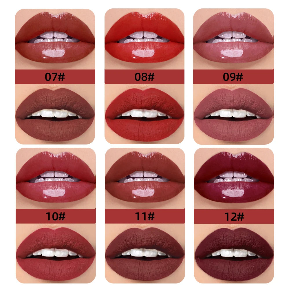 QIBEST 2 In 1 Matte Lipstick Long Lasting Waterproof