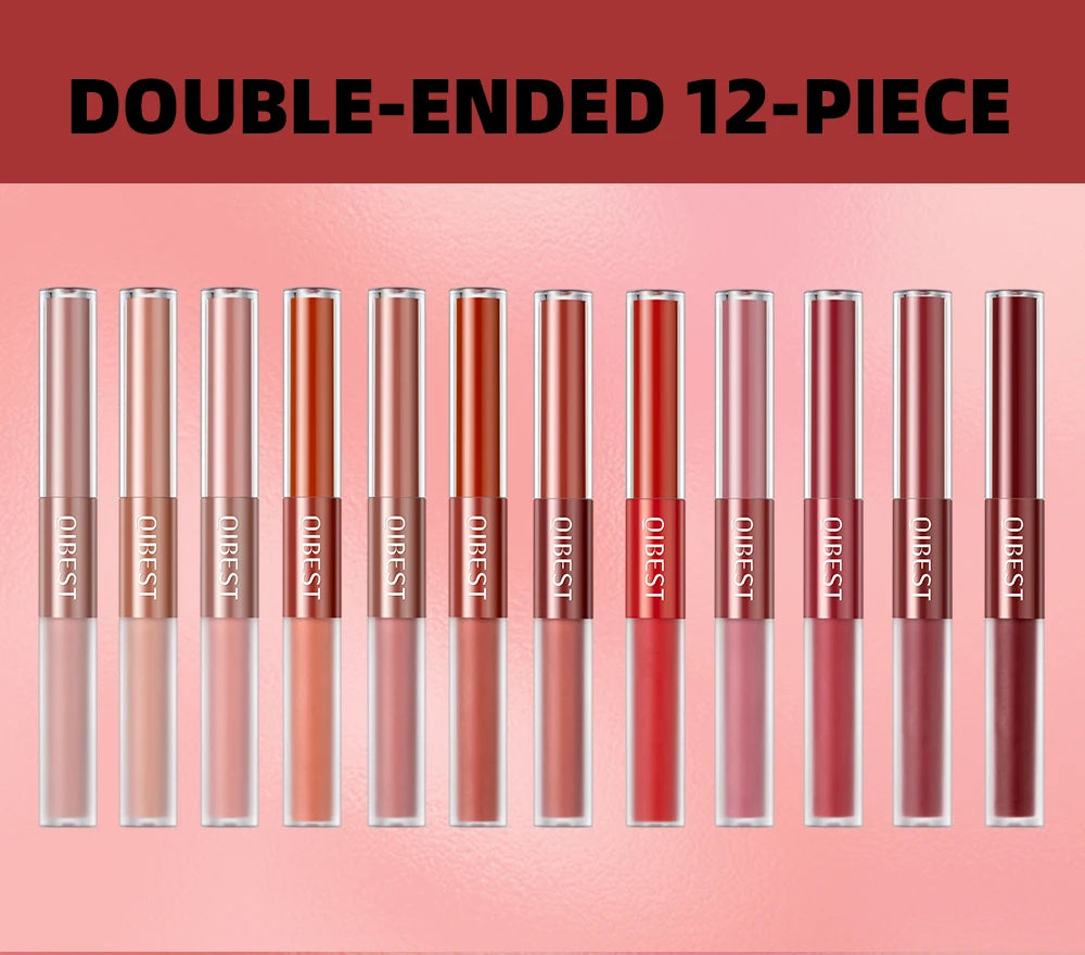 QIBEST 2 In 1 Matte Lipstick Long Lasting Waterproof