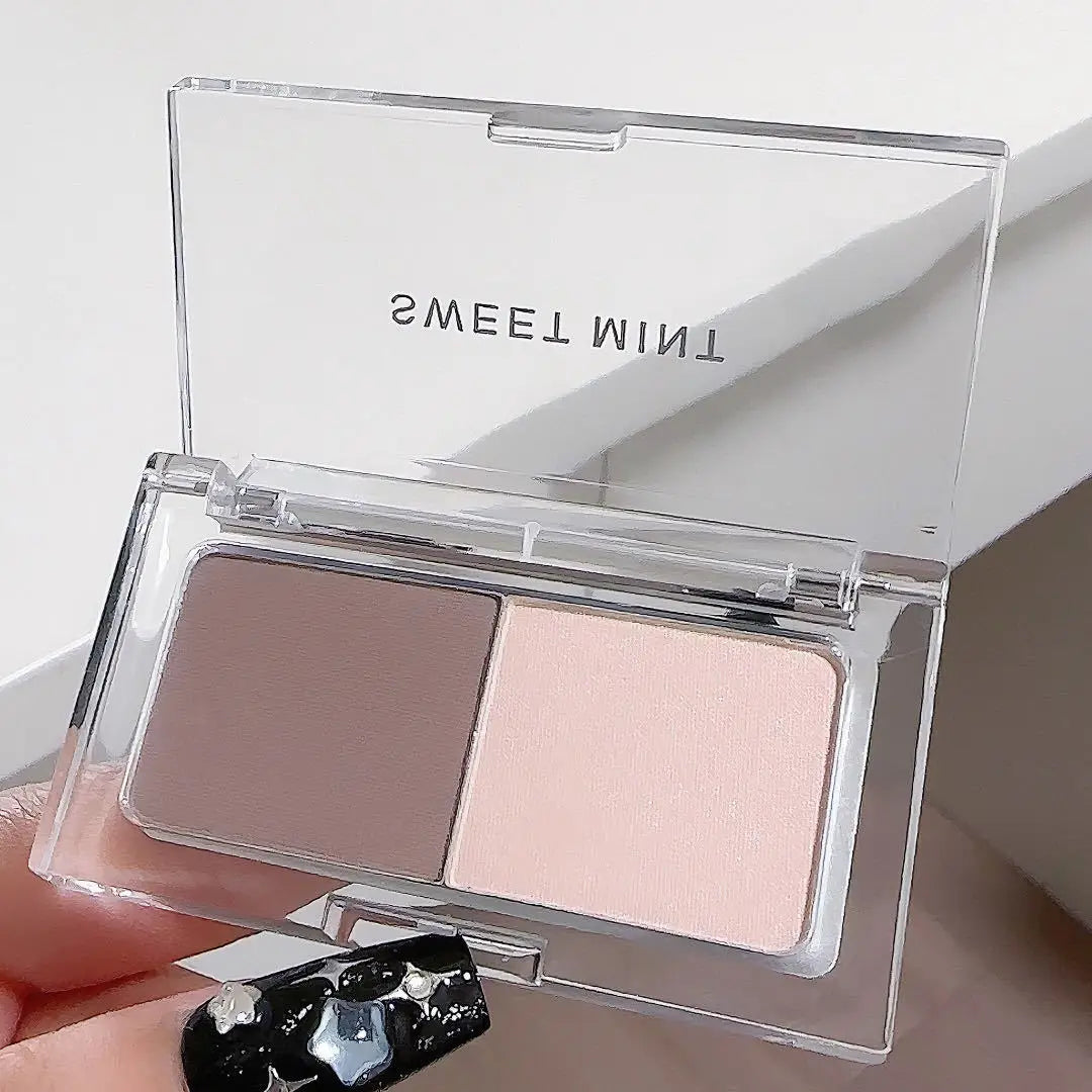 Two Colors Grey Nose Shadow Powder Matte Highlighting Contouring Platter Cheek Side V Face Matte Sculpting 2 in 1 Makeup Palette - Daisan Mart