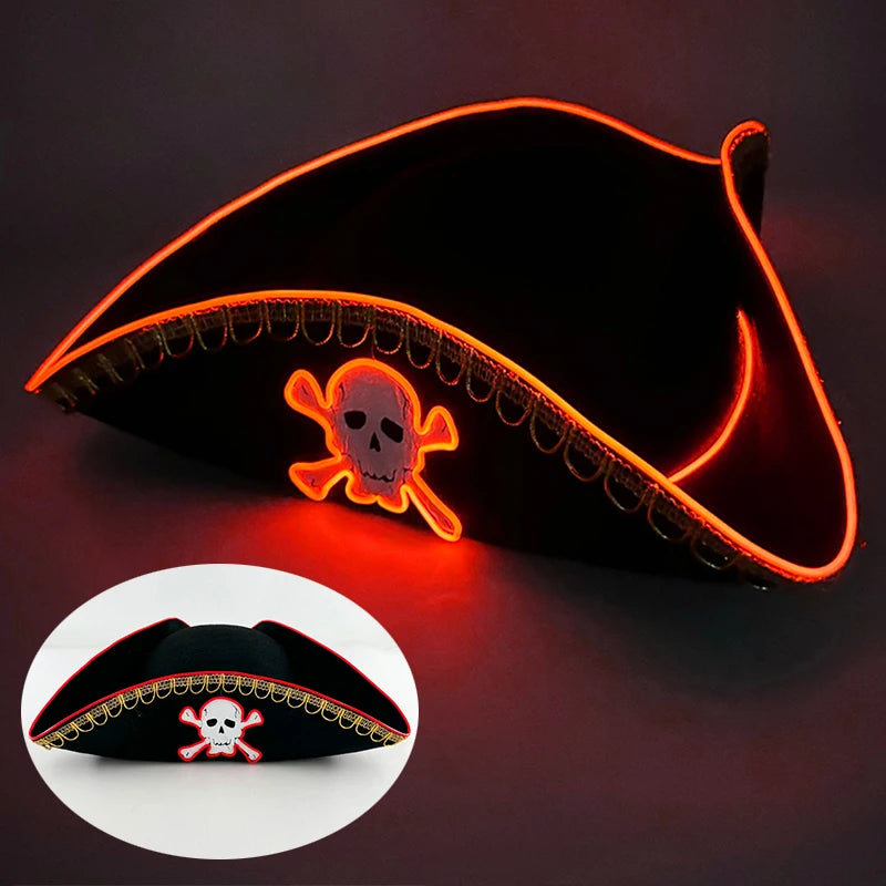 Mũ Cướp Biển Phát Sáng LED Halloween Họa Tiết Đầu Lâu - Daisan Mart