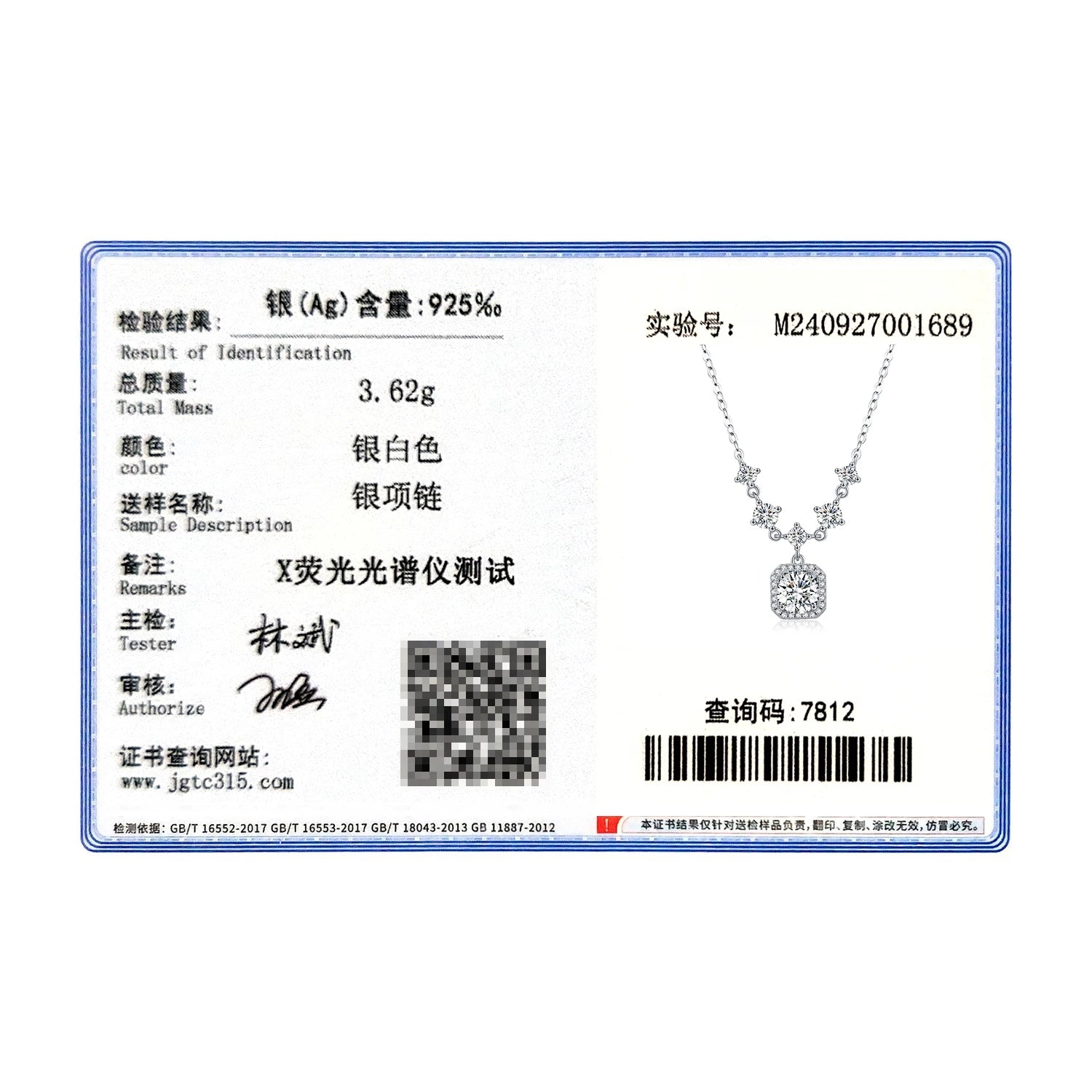 Dây Chuyền Bạc 925 Moissanite Đính Đá Sang Trọng Nữ - Daisan Mart