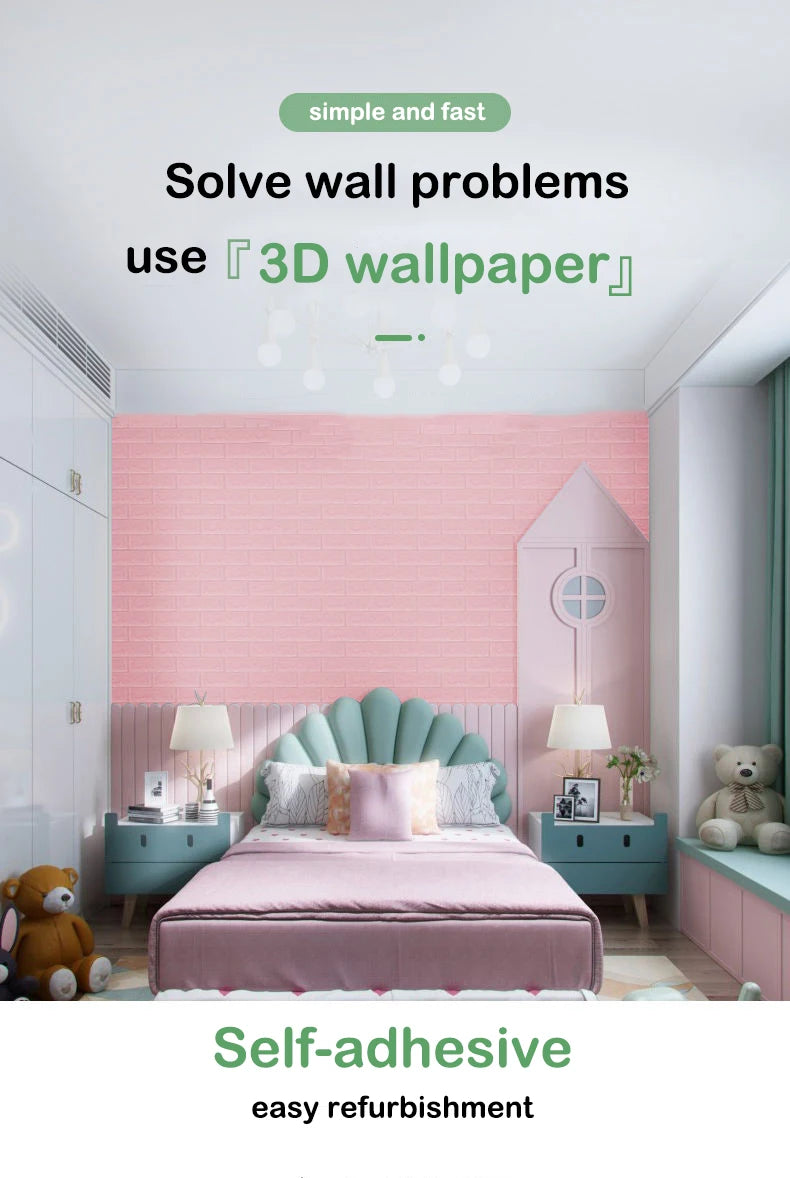Giấy Dán Tường Giả Gạch PVC Chống Nước Tự Dán 35x38.5 - Daisan Mart