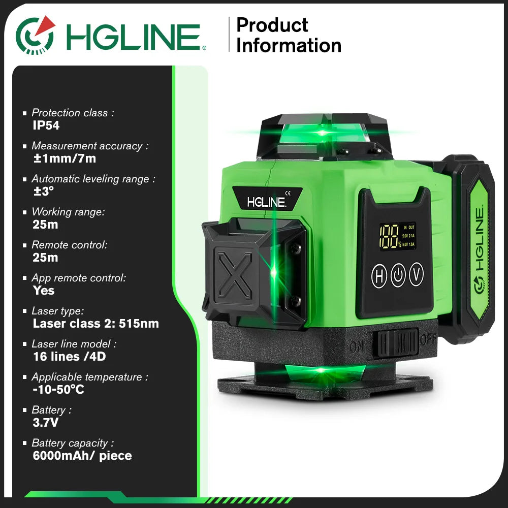 Máy Cân Mực Laser 16 Tia 4D HGLINE Siêu Pin - Daisan Mart