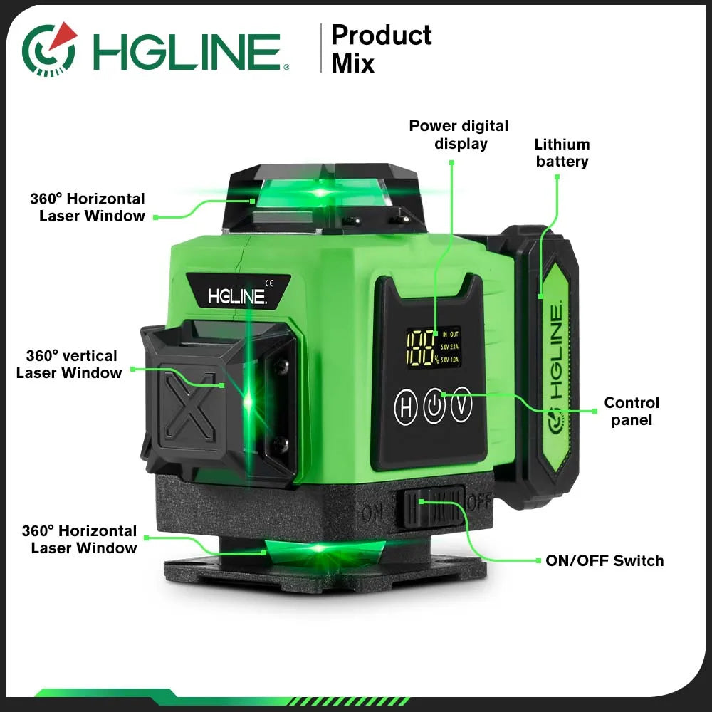 Máy Cân Mực Laser 16 Tia 4D HGLINE Siêu Pin - Daisan Mart