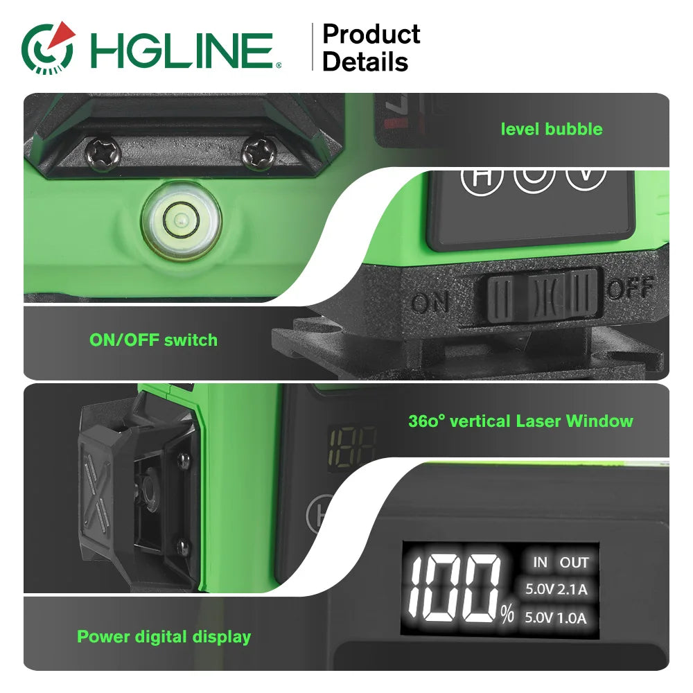 Máy Cân Mực Laser 16 Tia 4D HGLINE Siêu Pin - Daisan Mart