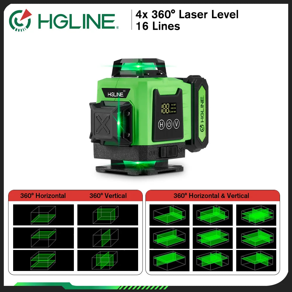 Máy Cân Mực Laser 16 Tia 4D HGLINE Siêu Pin - Daisan Mart