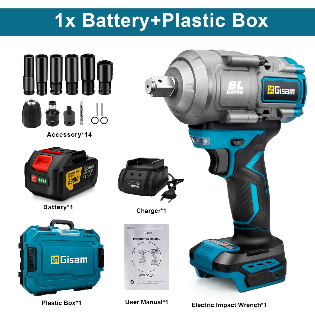 Máy Siết Bu Lông Không Chổi Than 2000N.M Gisam 18V - Daisan Mart