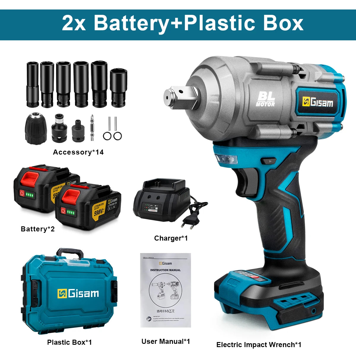 Máy Siết Bu Lông Không Chổi Than 2000N.M Gisam 18V - Daisan Mart