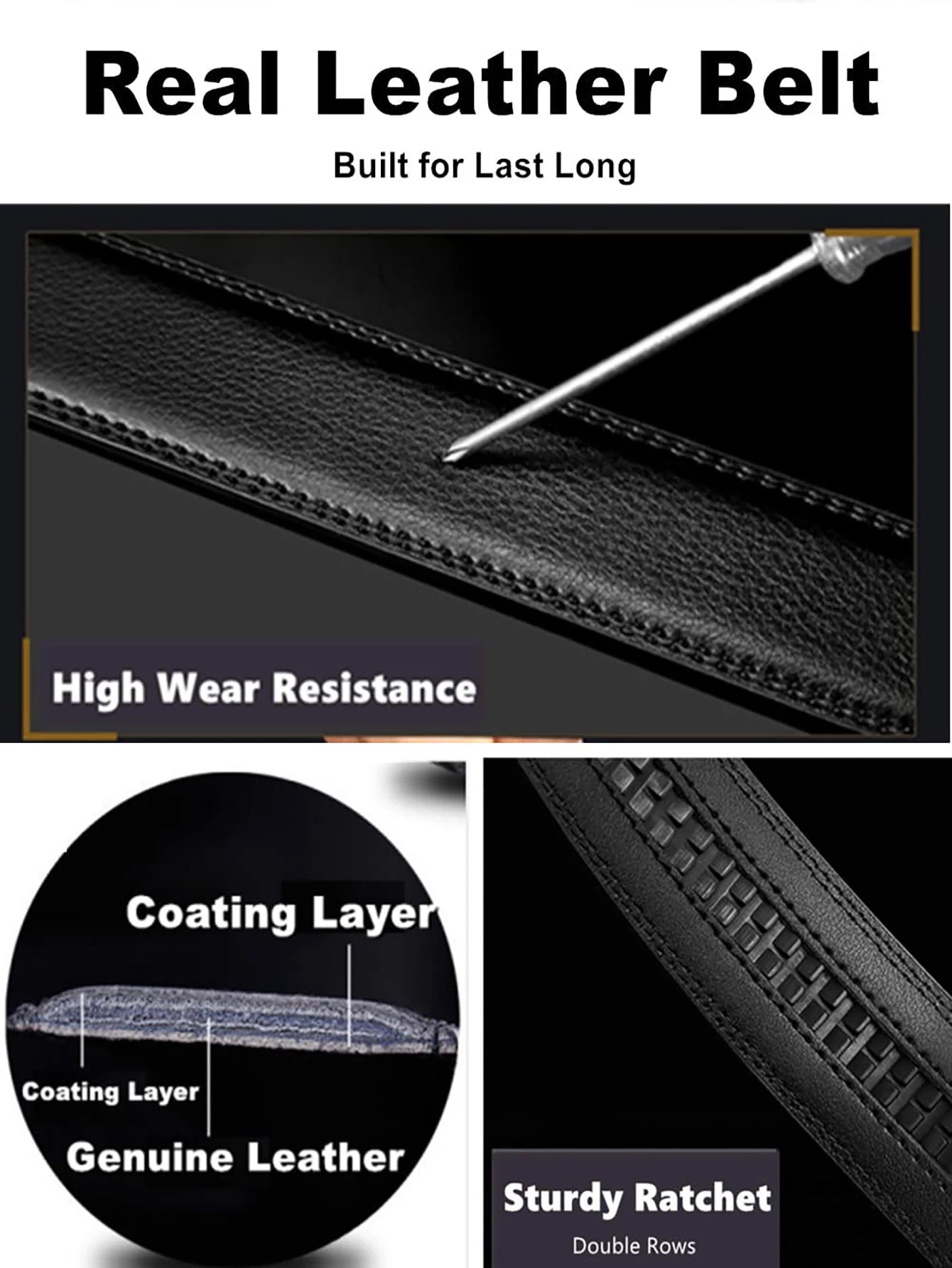 Thắt Lưng Da Thật Nam - Tự Động Điều Chỉnh Đen/Nâu - Daisan Mart