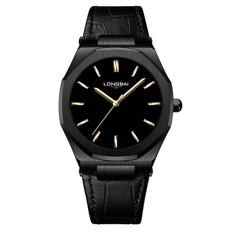 Đồng Hồ Nam Da Bát Giác Nhật Chống Nước Thời Trang