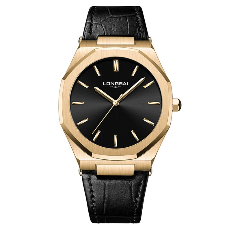 Đồng Hồ Nam Da Bát Giác Nhật Chống Nước Thời Trang