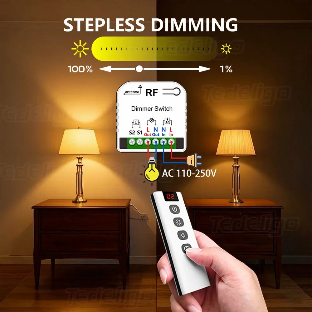 Công Tắc Dimmer 433MHz Điều Chỉnh Đèn LED 220V - Daisan Mart