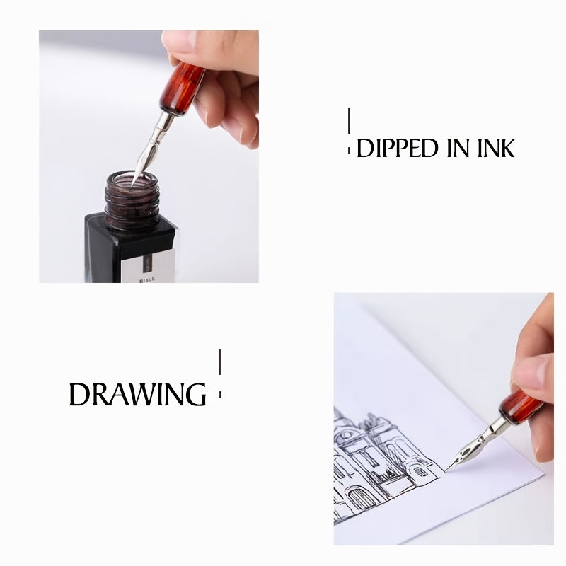 9 Calligraphy Nibs+ Dip Pen Set For Cartoon Animation Lettering Sketching Art Drawing Mapping Decorative Designs - Daisan Mart