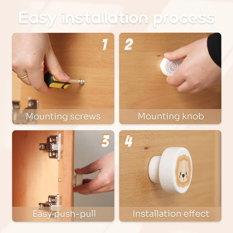 Wooden Door Handles Children's Room Animal Wood Furniture Handles for Cabinets and Drawers Knobs Kitchen Cupboard Wardrobe Pulls