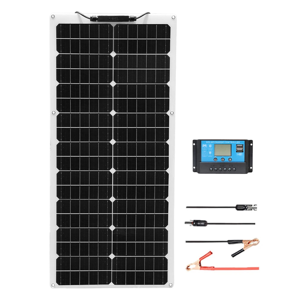 50W 100W Flexible Solar Panel Kit 12V Battery Charger Monocrystalline Cell Solar System Module For Home Camping Car RV Boat - Daisan Mart