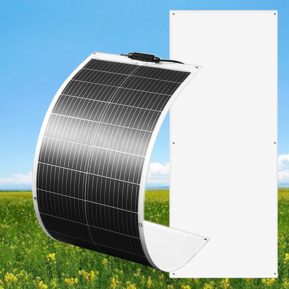 XINPUGUANG Semi-Flexible Solar Panel 100W 12V Bendable Thin Film Monocrystalline Lightweight(4.0lb) for Caravan RV Boat Camper . - Daisan Mart
