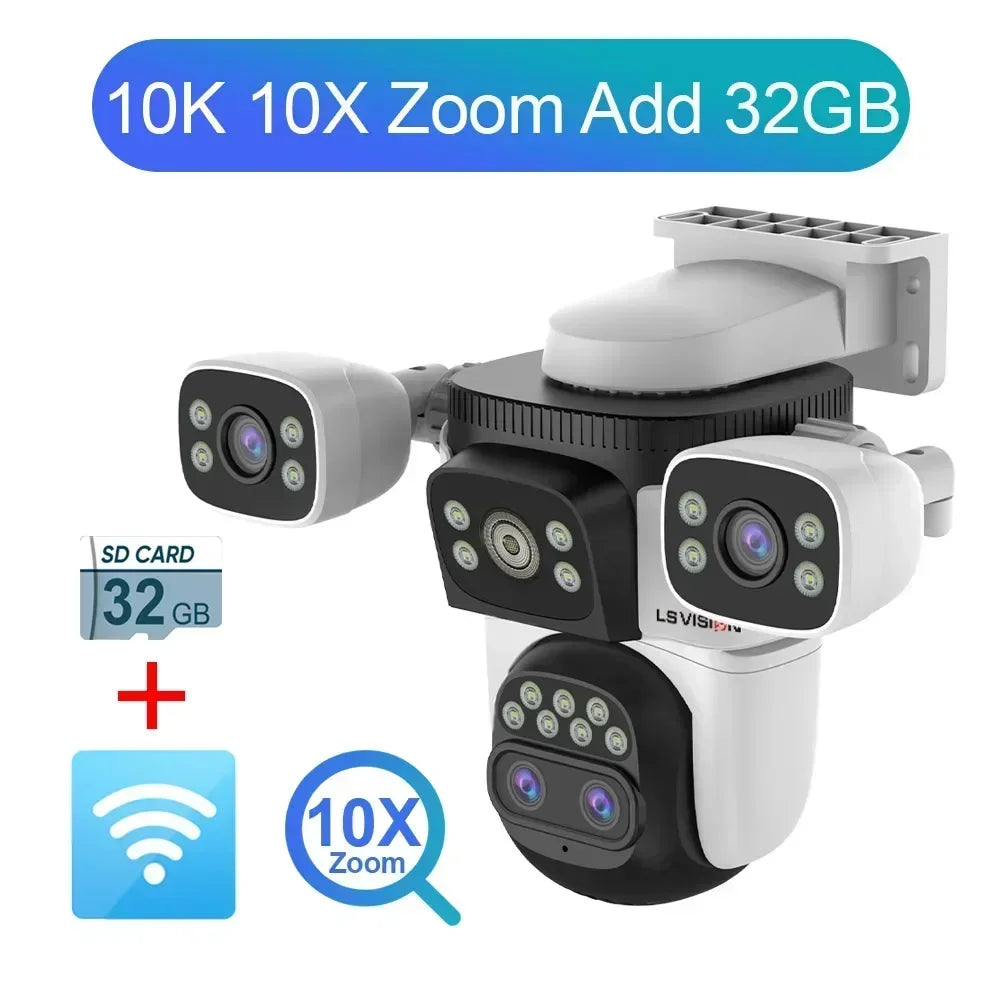 Camera An Ninh 4 Mắt, Zoom Quang 10X, 3 Màn Hình, 20MP - Daisan Mart