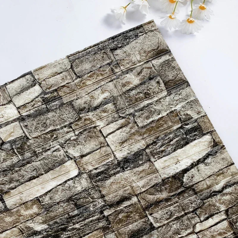 Self-Adhesive Foam Wallpaper Sticker 3D Imitation Brick Wall Sticker for Living Room Bedroom Home Kitchen Bathroom Decoration - Daisan Mart
