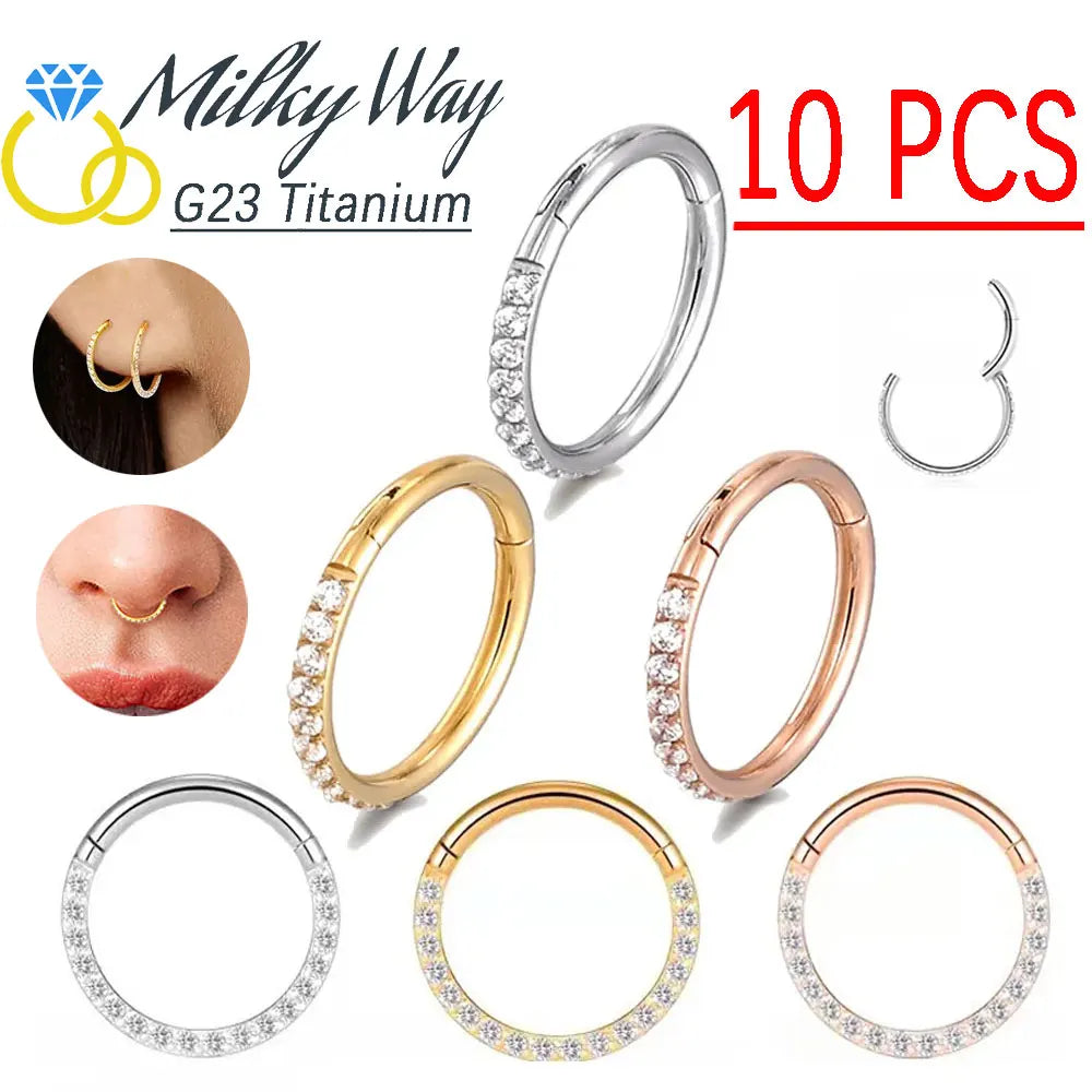 Bộ Trang Sức Titan Cao Cấp - Hoa Tai & Nhẫn Mũi