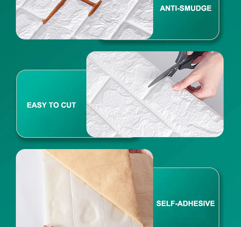 Giấy Dán Tường 3D Chống Thấm Hoa Văn Gạch 70cm*10m - Daisan Mart