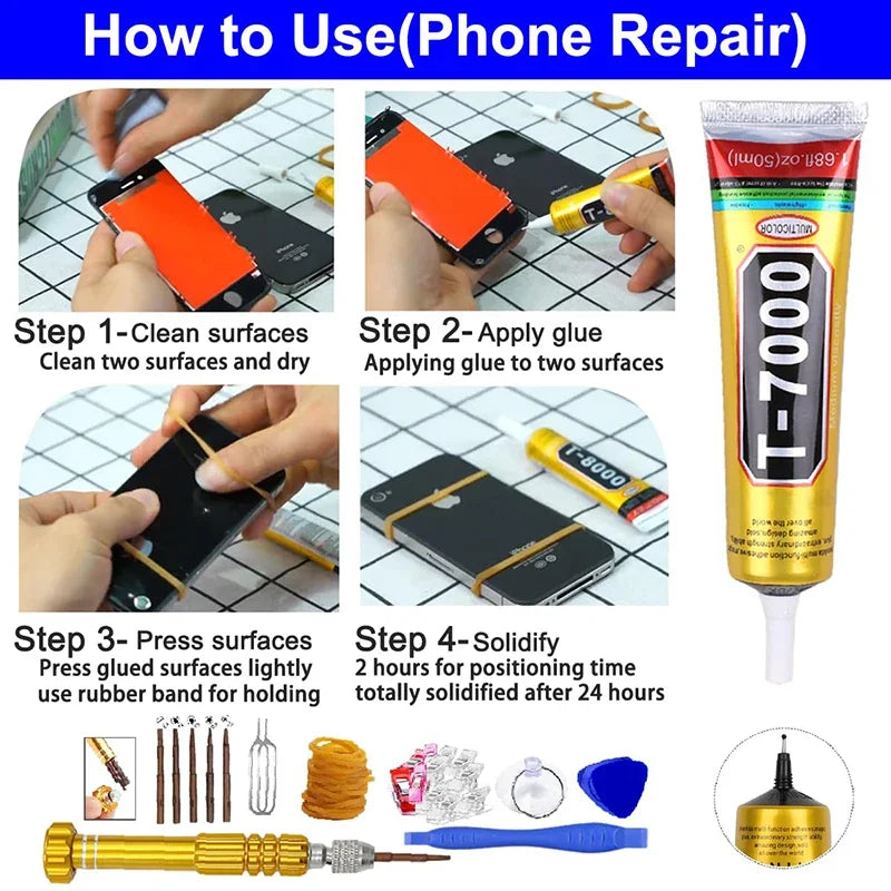 T7000 110/50/15ML Black Cellphone Tablet Repair Battery Cover Frame Adhesive Multi-purpose Electronic Components DIY Super Glue - Daisan Mart