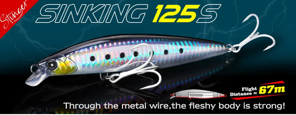 TSURINOYA 120F Ultra-long Casting Floating Minnow Saltwater Fishing Lure STINGER 120mm 19g Range 30-100cm Artificial Hard Baits - Daisan Mart