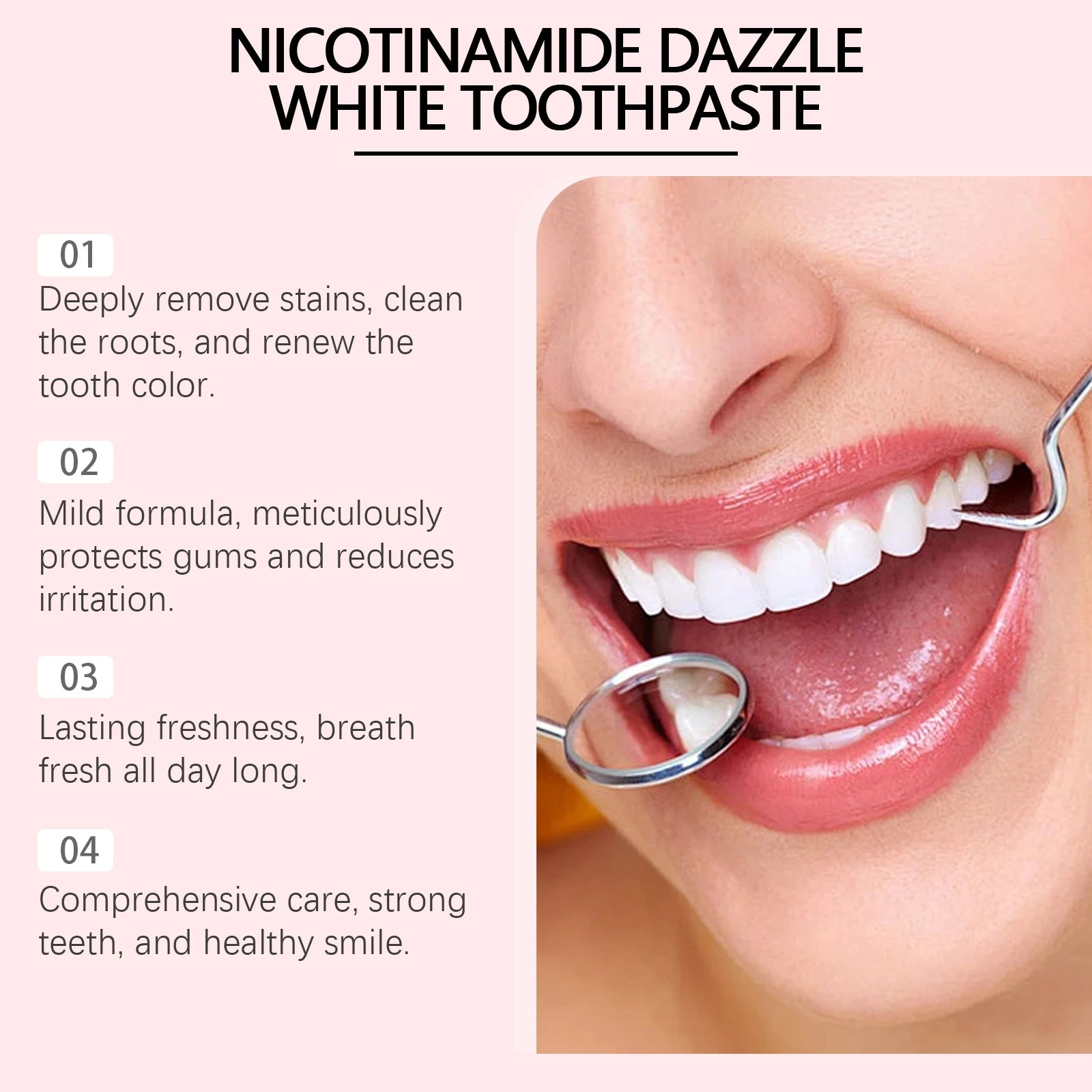 Niacinamide Whitening Toothpaste Dental Stains Removing Prevent Bad Breath Oral Cleaning Refreshing Reduces Plaque Toothpaste - Daisan Mart