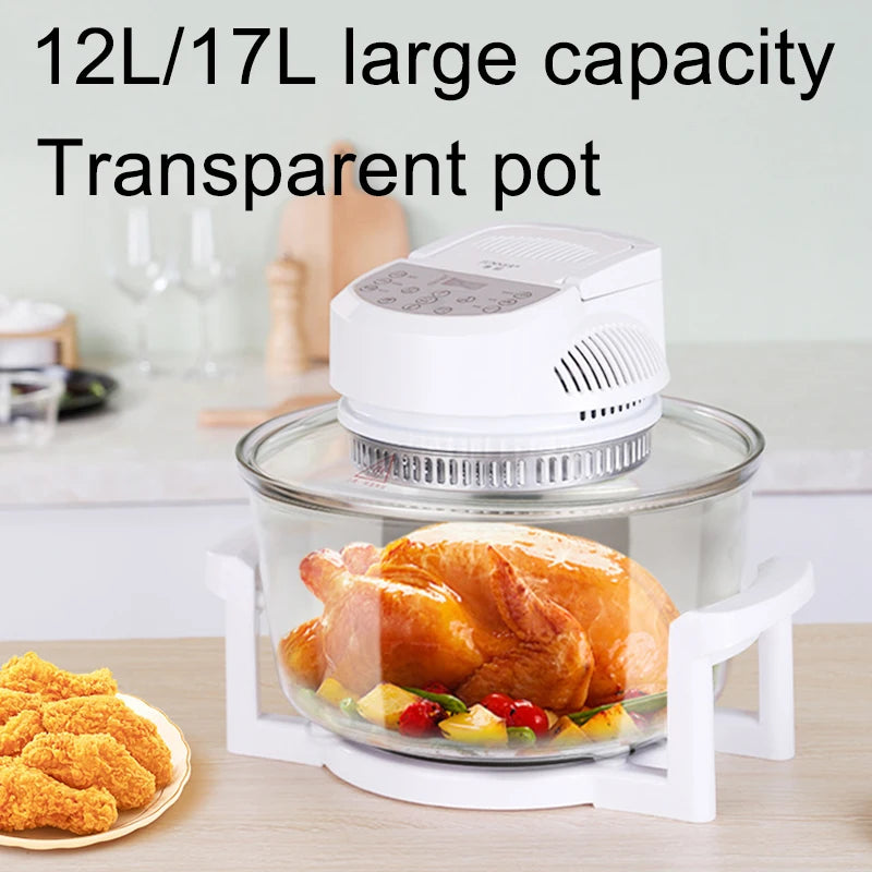 Household Oil-free Air fryer 12L smart visual glass lightwave oven multi-function electric fryer oven air oven - Daisan Mart