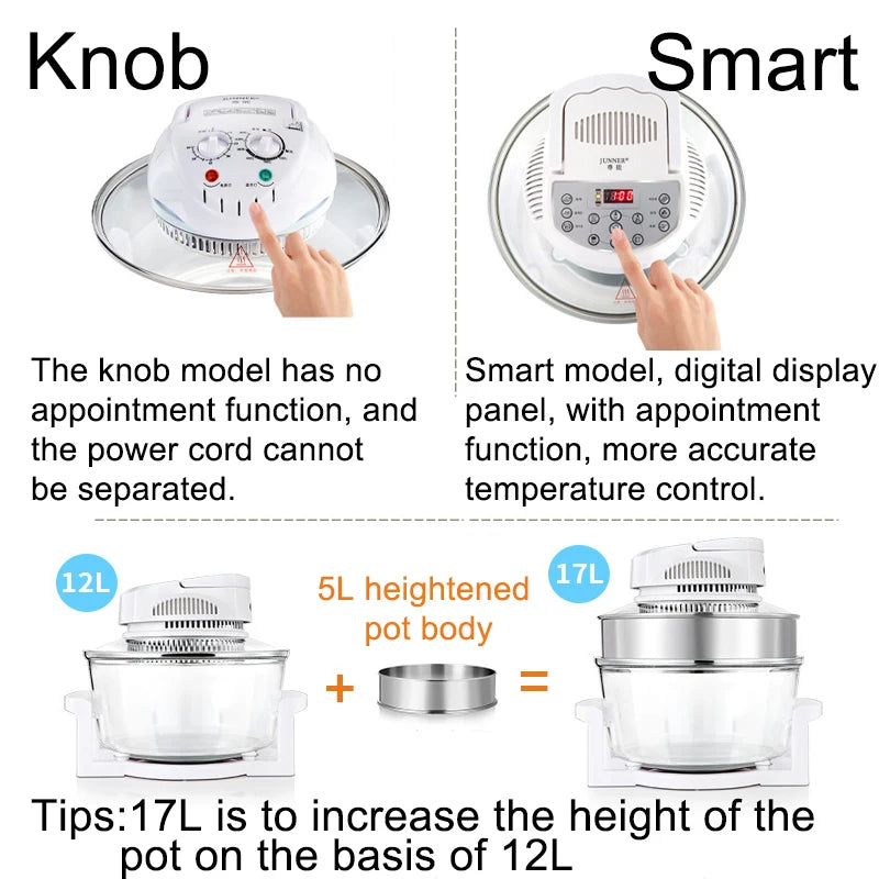 Household Oil-free Air fryer 12L smart visual glass lightwave oven multi-function electric fryer oven air oven - Daisan Mart