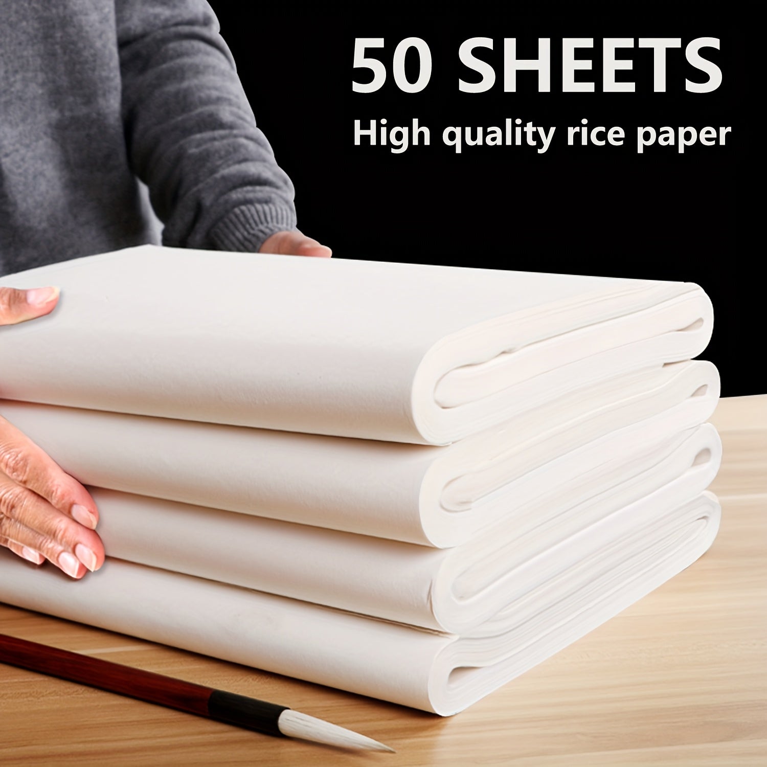 50張書法繪畫宣紙，尺寸分別為34x138厘米和34x69厘米，半熟宣紙，傳統手工藝製作，適用於中國書法和自由繪畫藝術創作。