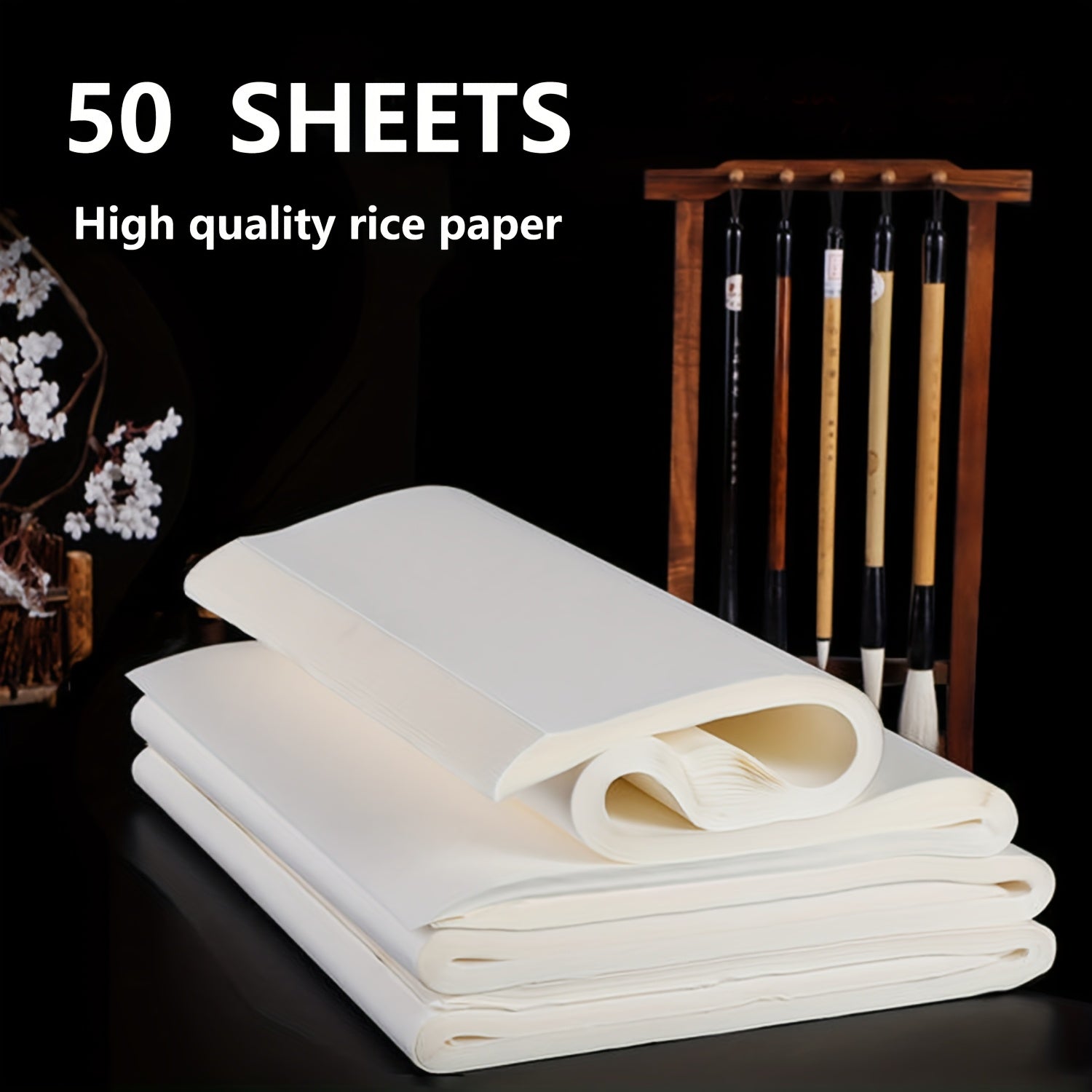 50張書法繪畫宣紙，尺寸分別為34x138厘米和34x69厘米，半熟宣紙，傳統手工藝製作，適用於中國書法和自由繪畫藝術創作。