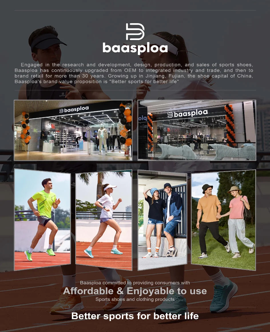 Baasploa Men's Skateboarding Shoes - Fashionable, Lightweight, Anti-Slip