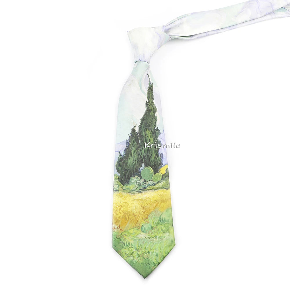 Cà vạt lụa giả cổ điển họa tiết động vật & kiến trúc - Daisan Mart