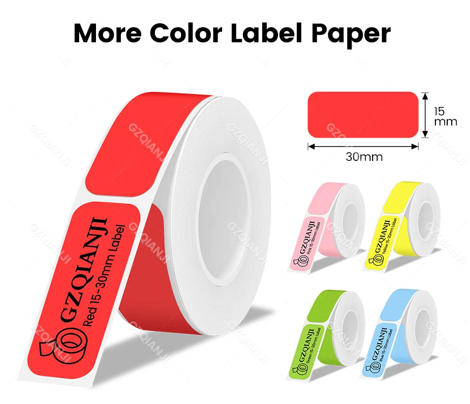 Multi Size P15 Label Paper Rolls Sticker 15*30mm 12*40mm White Color Cable Transparent P15 Thermal Label Printer Adhesive Tape - Daisan Mart