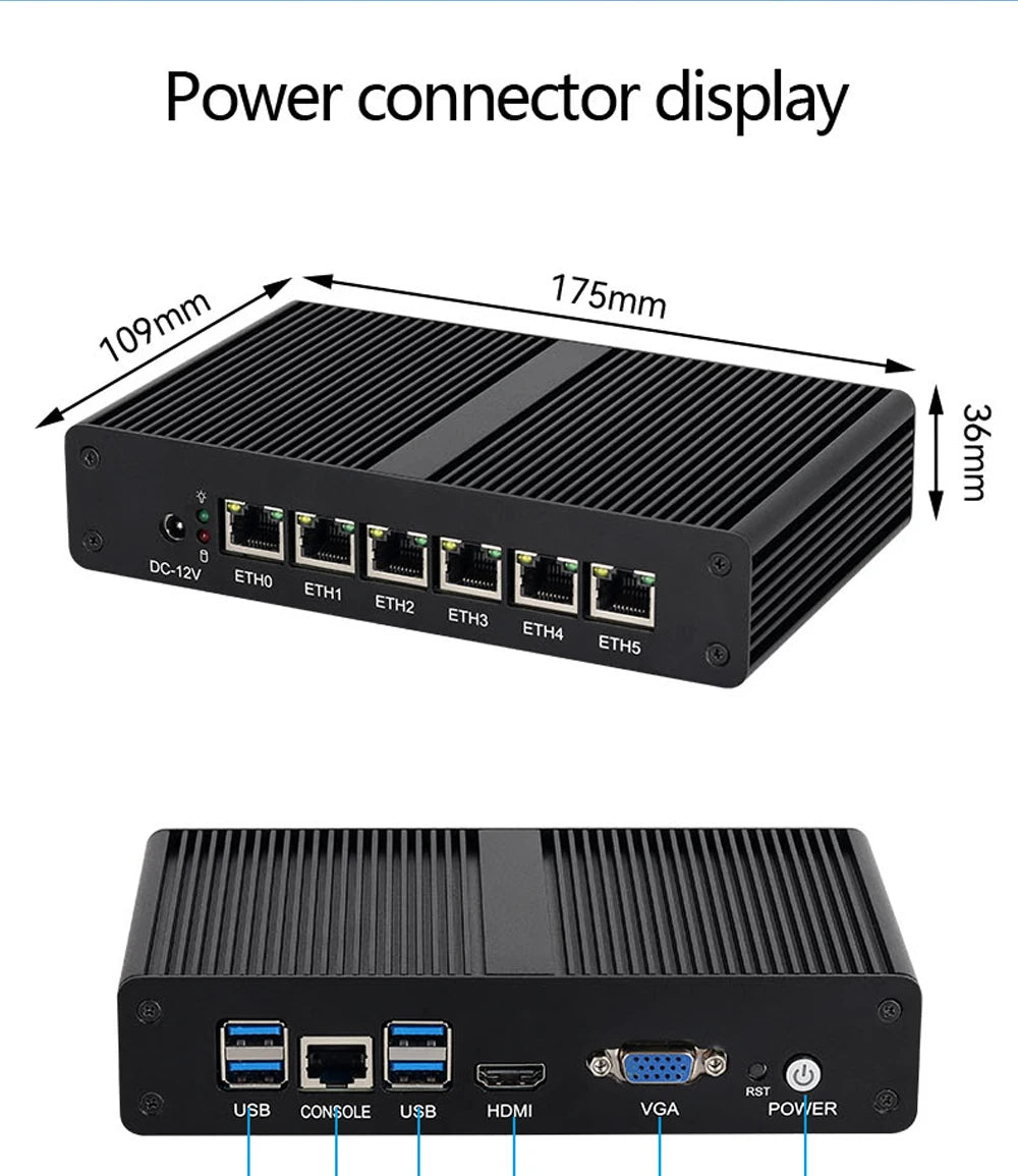 BEBEPC Fanless MINI router  Intel 4405U 6*LAN i211 NICS 1*RS232 3/4G module pfsense firewall soft VPN sever Linx win10/11 pc - Daisan Mart