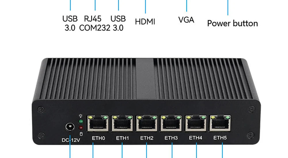 BEBEPC Fanless MINI router  Intel 4405U 6*LAN i211 NICS 1*RS232 3/4G module pfsense firewall soft VPN sever Linx win10/11 pc - Daisan Mart