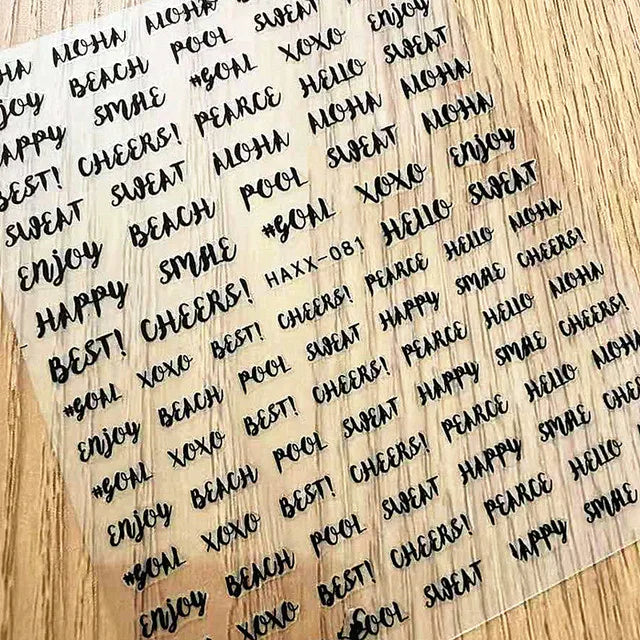 Nhãn Dán 3D Chữ Đen Trang Trí Nail ME054-062 - Daisan Mart