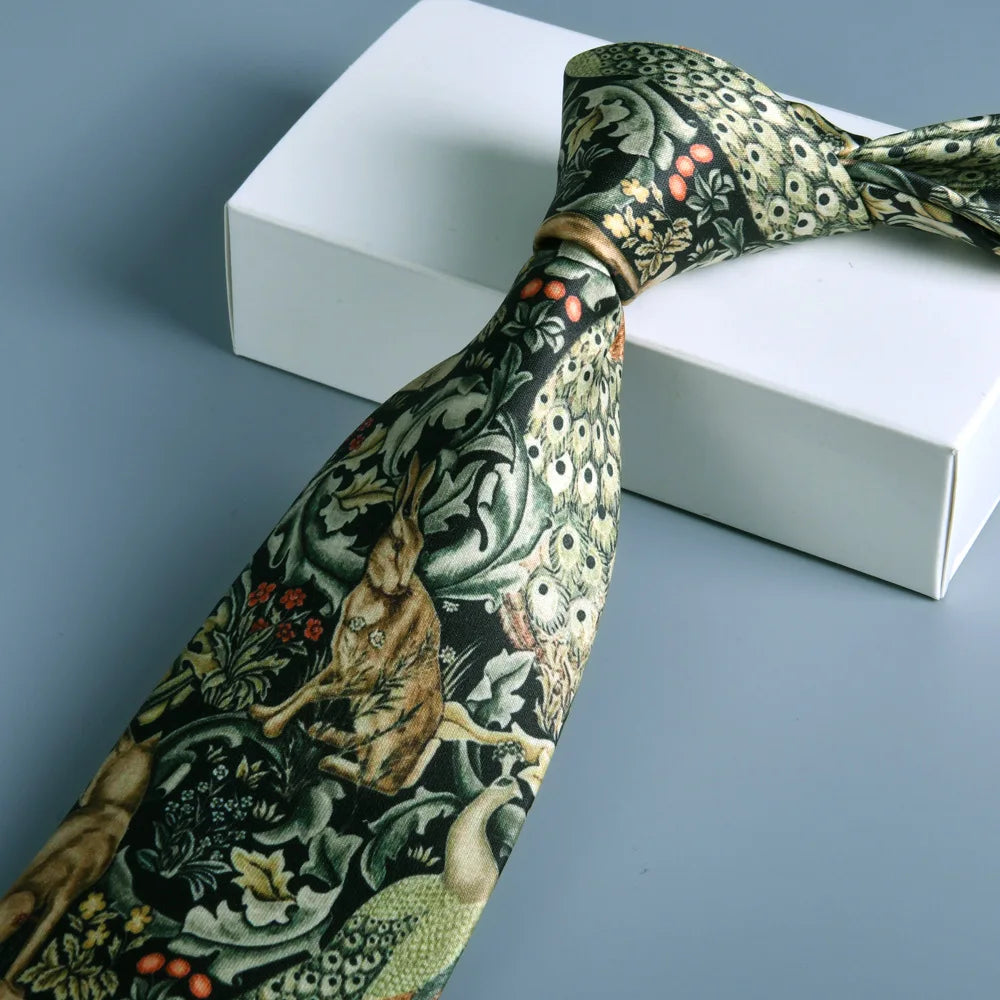 經典花卉圖案真絲領帶 8 公分 - 優雅紳士