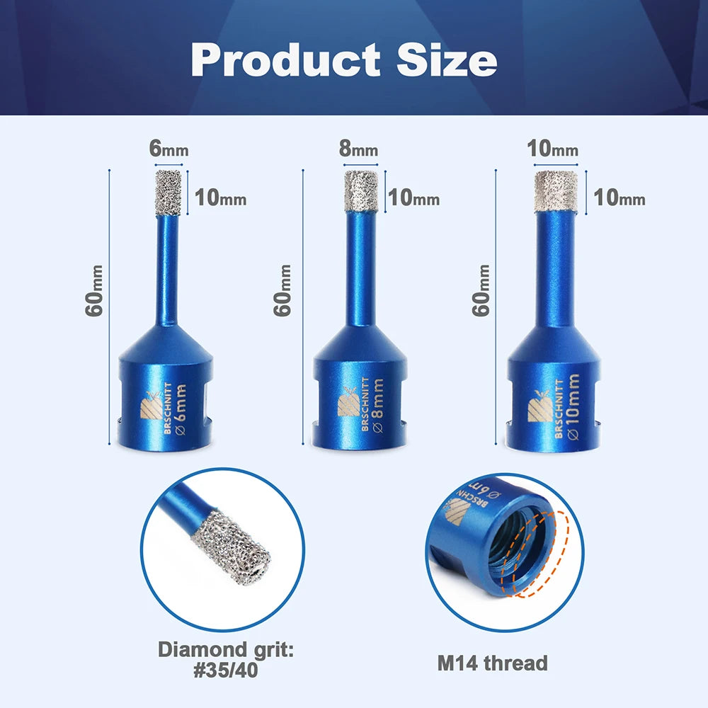 Mũi khoan kim cương cắt gạch đá BRSCHNITT 6-10mm - Daisan Mart