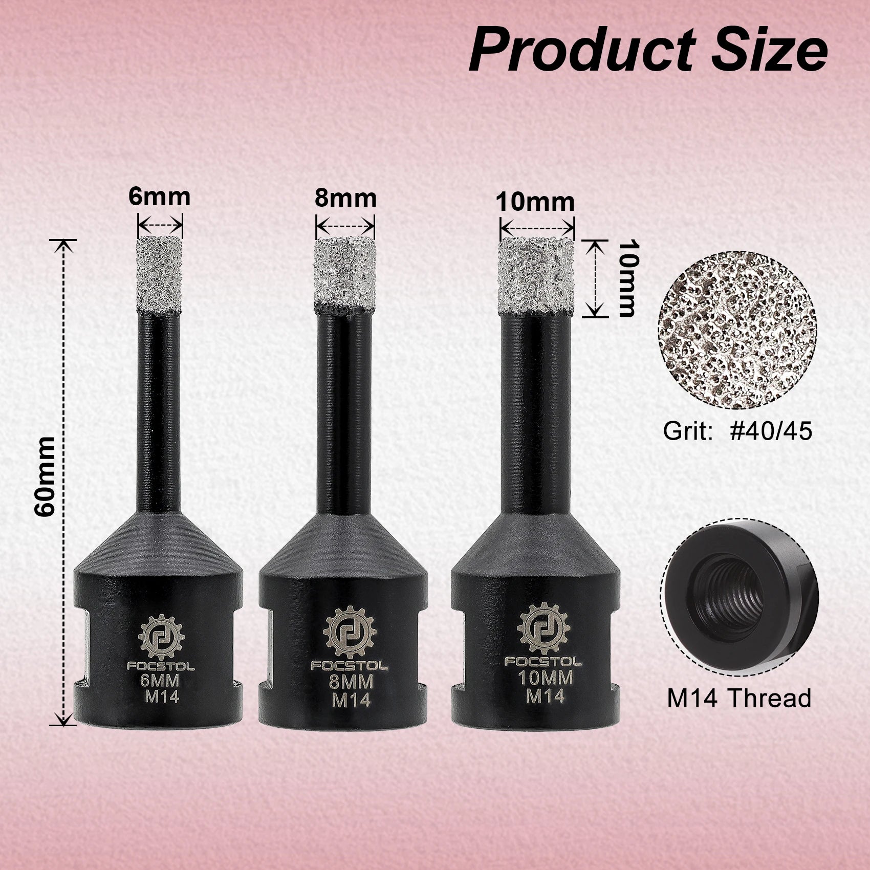 Mũi Khoan Kim Cương FOCSTOL M14 Đá Gạch 6-125mm - Daisan Mart