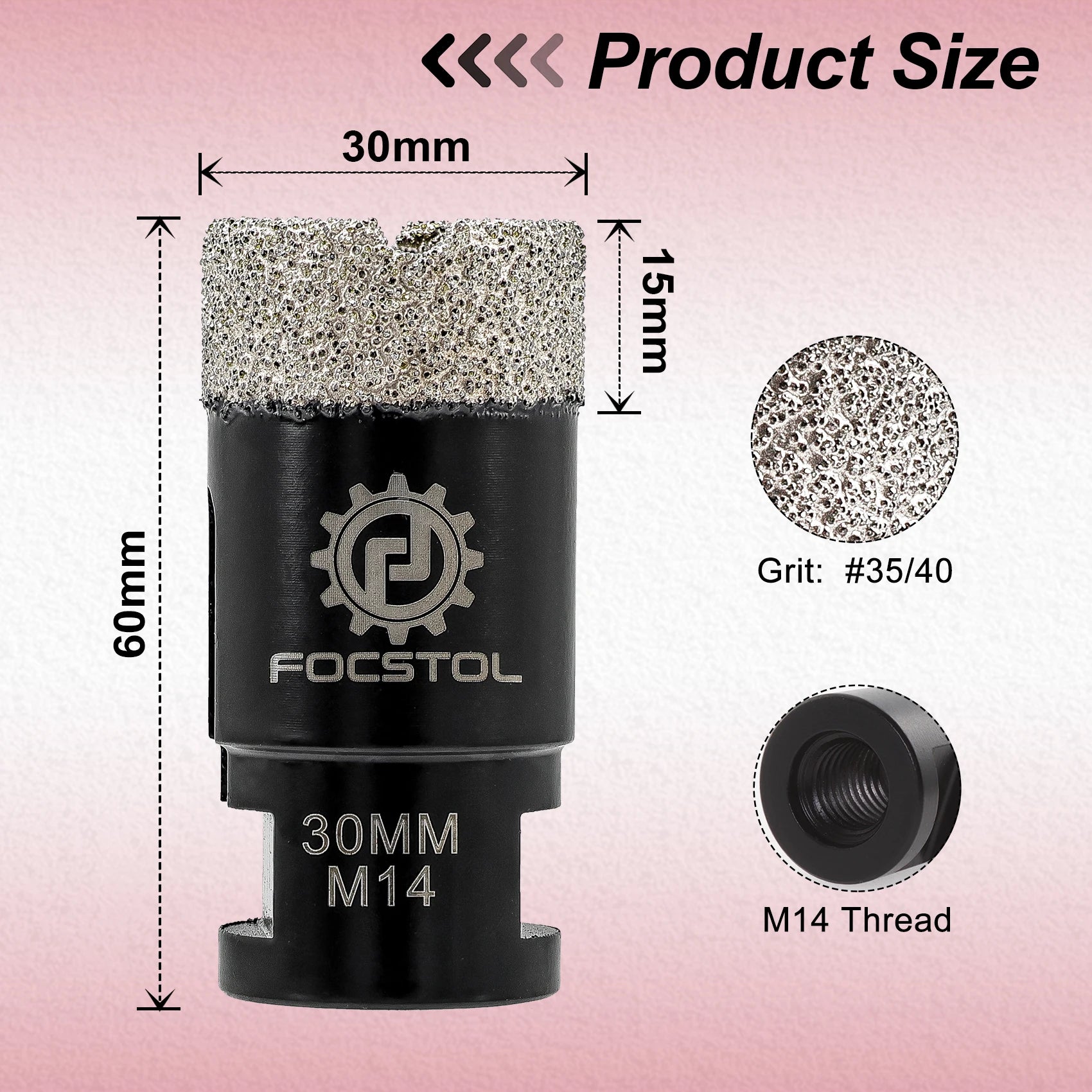 Mũi Khoan Kim Cương FOCSTOL M14 Đá Gạch 6-125mm - Daisan Mart