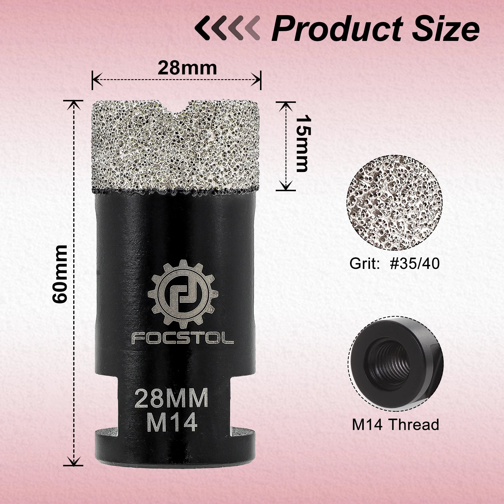 Mũi Khoan Kim Cương FOCSTOL M14 Đá Gạch 6-125mm - Daisan Mart