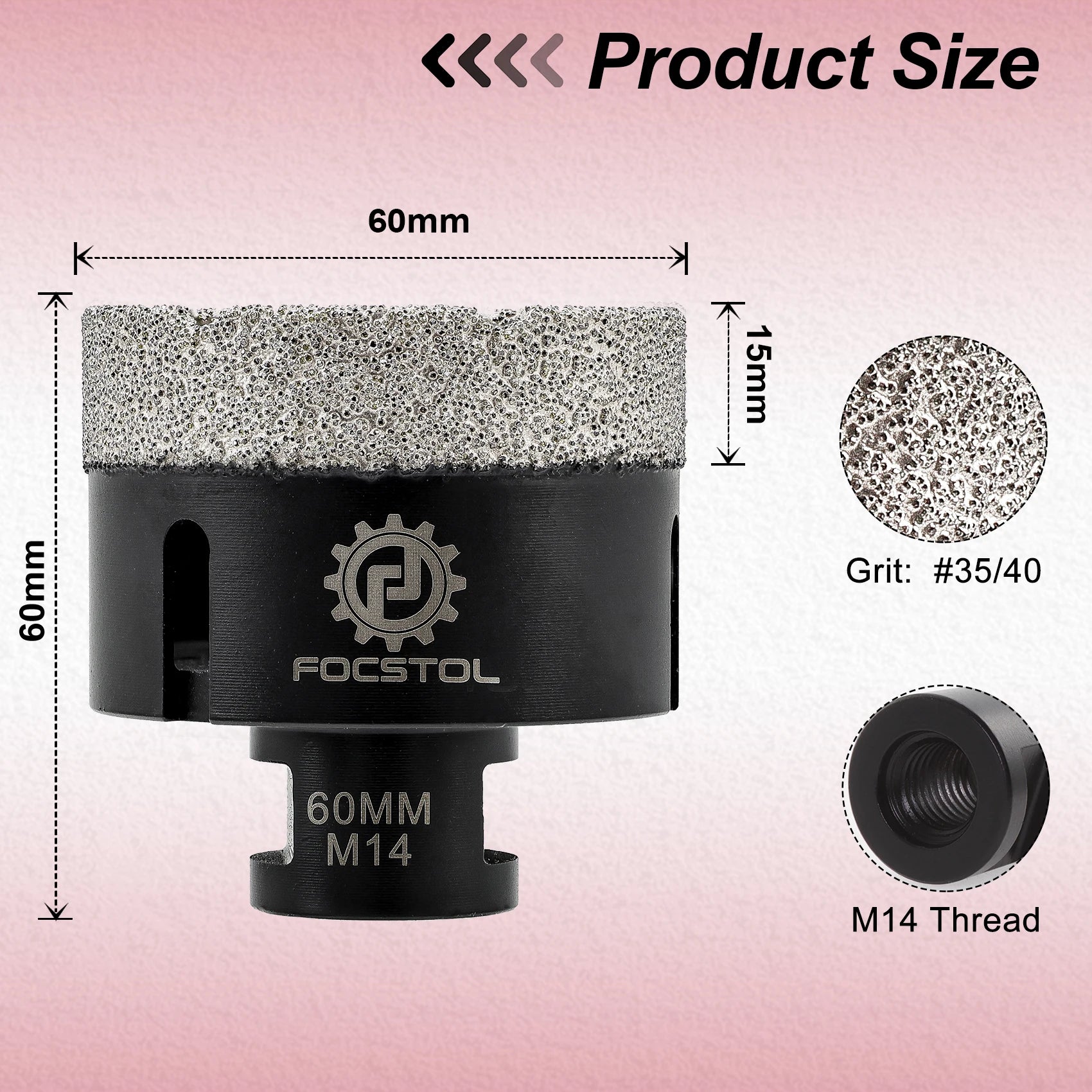 Mũi Khoan Kim Cương FOCSTOL M14 Đá Gạch 6-125mm - Daisan Mart