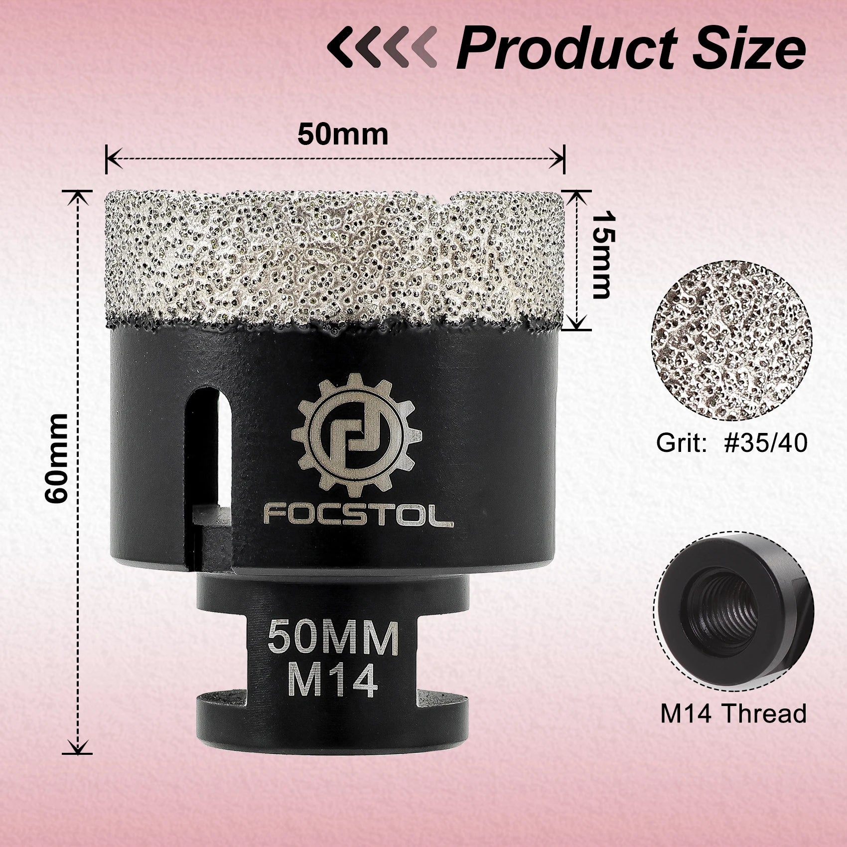 Mũi Khoan Kim Cương FOCSTOL M14 Đá Gạch 6-125mm - Daisan Mart
