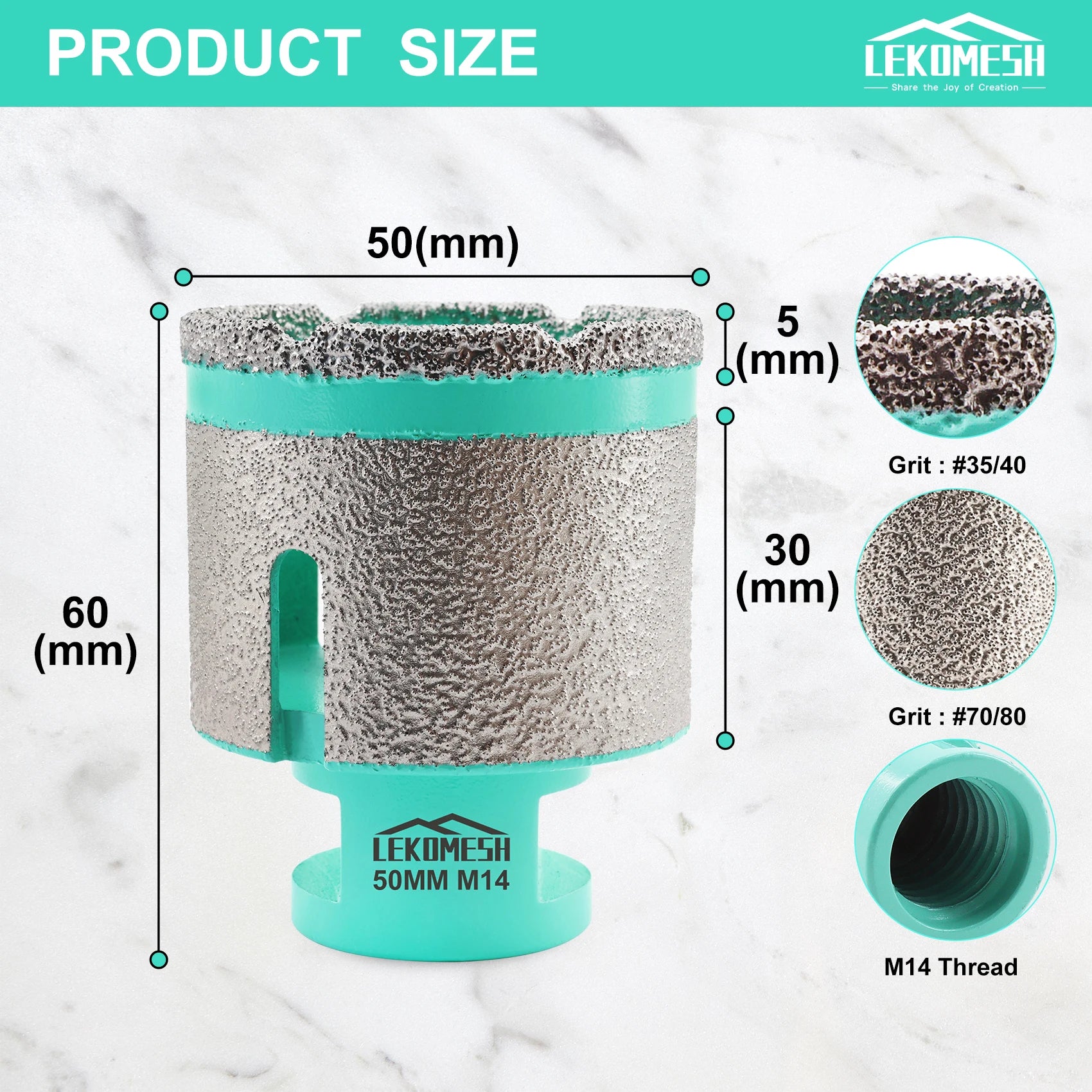Mũi Khoan Kim Cương M14 Cho Đá Cẩm Thạch & Gạch - Daisan Mart