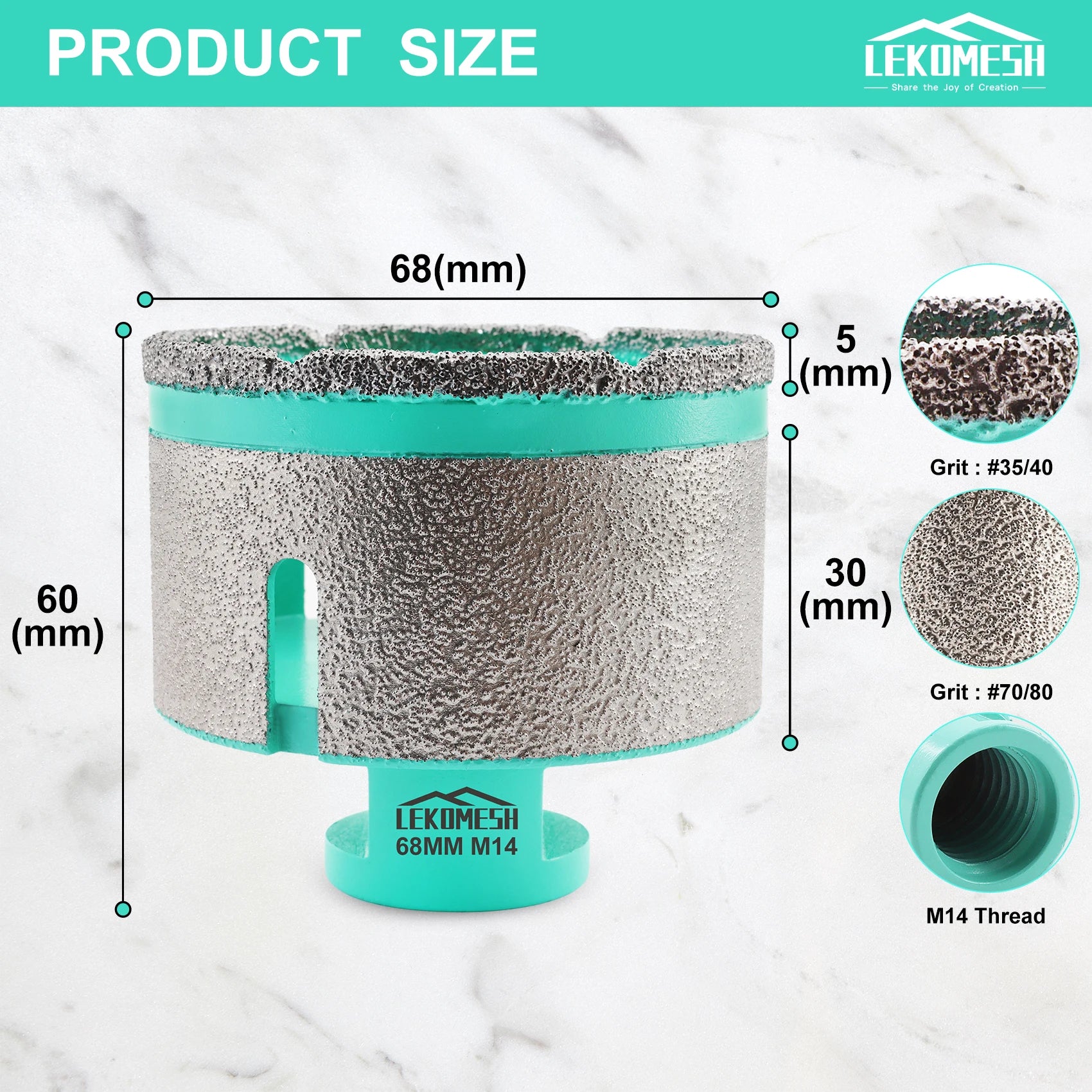 Mũi Khoan Kim Cương M14 Cho Đá Cẩm Thạch & Gạch - Daisan Mart