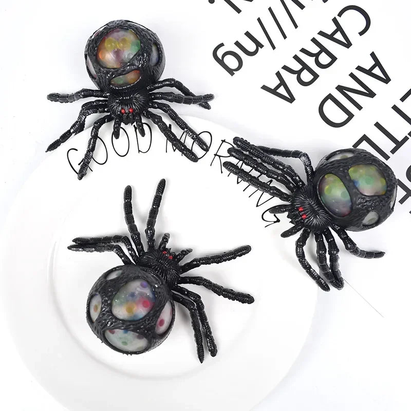 Horrifying Black Spider Squeeze Toy Colorful Bead Interior Perfect Anti-Stress Decompression Gadget Ideal Halloween Gift - Daisan Mart