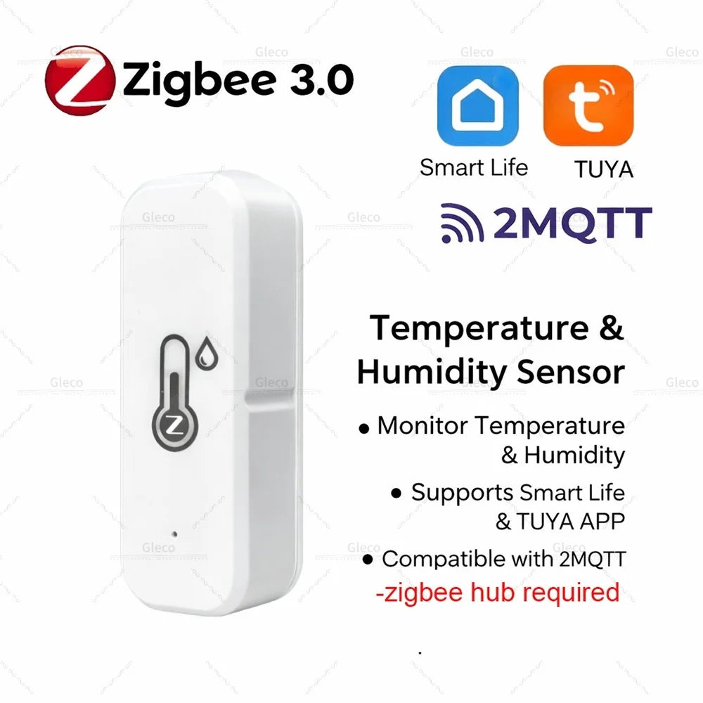 Cảm biến nhiệt độ và độ ẩm Zigbee 3.0 màu trắng, hỗ trợ Smart Life và TUYA.