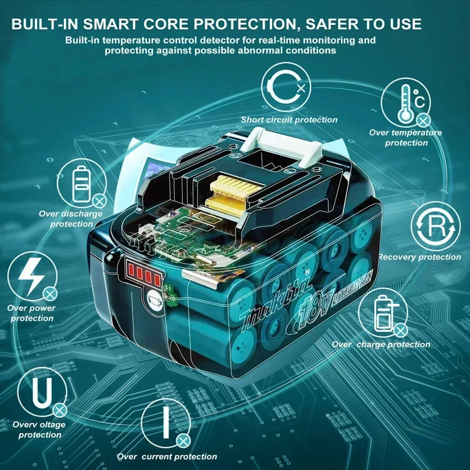Original 100% Makita 6Ah is used for replacing lithium battery with 18V battery BL1840BL1830b BL1850BL1860BL1815. - Daisan Mart