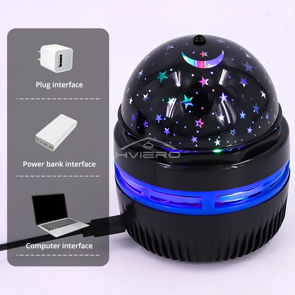Starry Night Light Projector USB Table Lamps Gaming Room Home Theater Ceiling Wedding Decoration Halloween Rotates Automatically - Daisan Mart